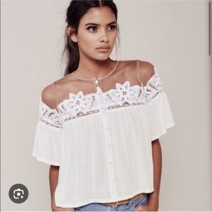 RARE For Love & Lemons/ Carmine White Lace Women Top/ Boho/ Size US S